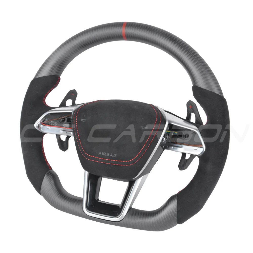 AUDI A6/S6/RS6 & A7/S7/RS7 C8 CARBON FIBRE / ALCANTARA FLAT BOTTOM CUSTOM STEERING WHEEL - Image 5