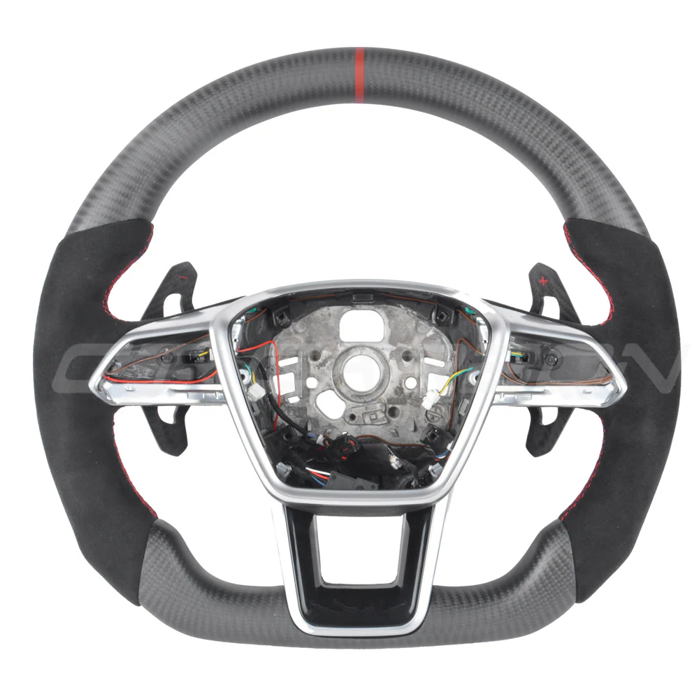 AUDI A6/S6/RS6 & A7/S7/RS7 C8 CARBON FIBRE / ALCANTARA FLAT BOTTOM CUSTOM STEERING WHEEL - Image 7