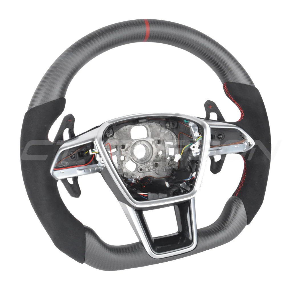 AUDI A6/S6/RS6 & A7/S7/RS7 C8 CARBON FIBRE / ALCANTARA FLAT BOTTOM CUSTOM STEERING WHEEL - Image 8