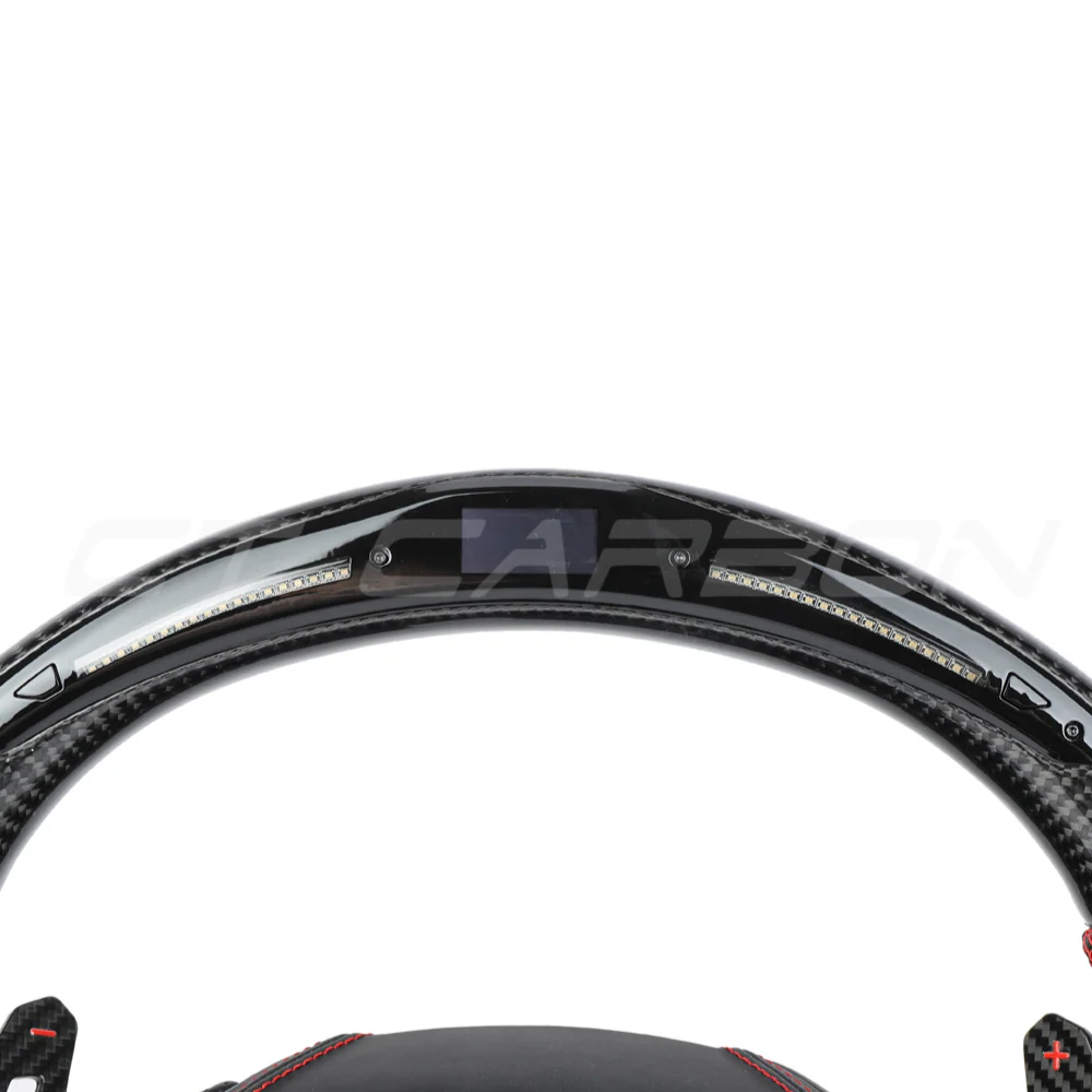 AUDI A6/S6/RS6 & A7/S7/RS7 C8 CARBON FIBRE / LEATHER LED FLAT BOTTOM CUSTOM STEERING WHEEL - Image 3