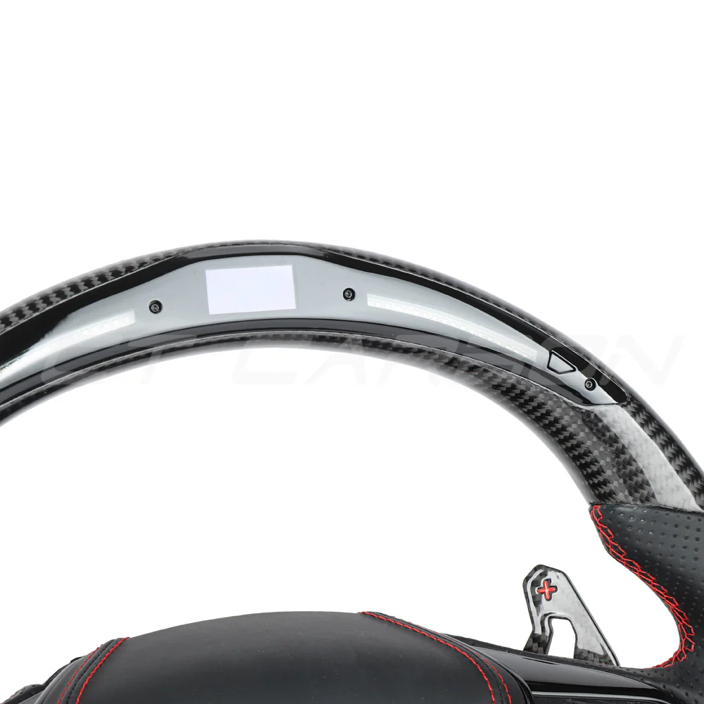 AUDI A6/S6/RS6 & A7/S7/RS7 C8 CARBON FIBRE / LEATHER LED FLAT BOTTOM CUSTOM STEERING WHEEL - Image 6