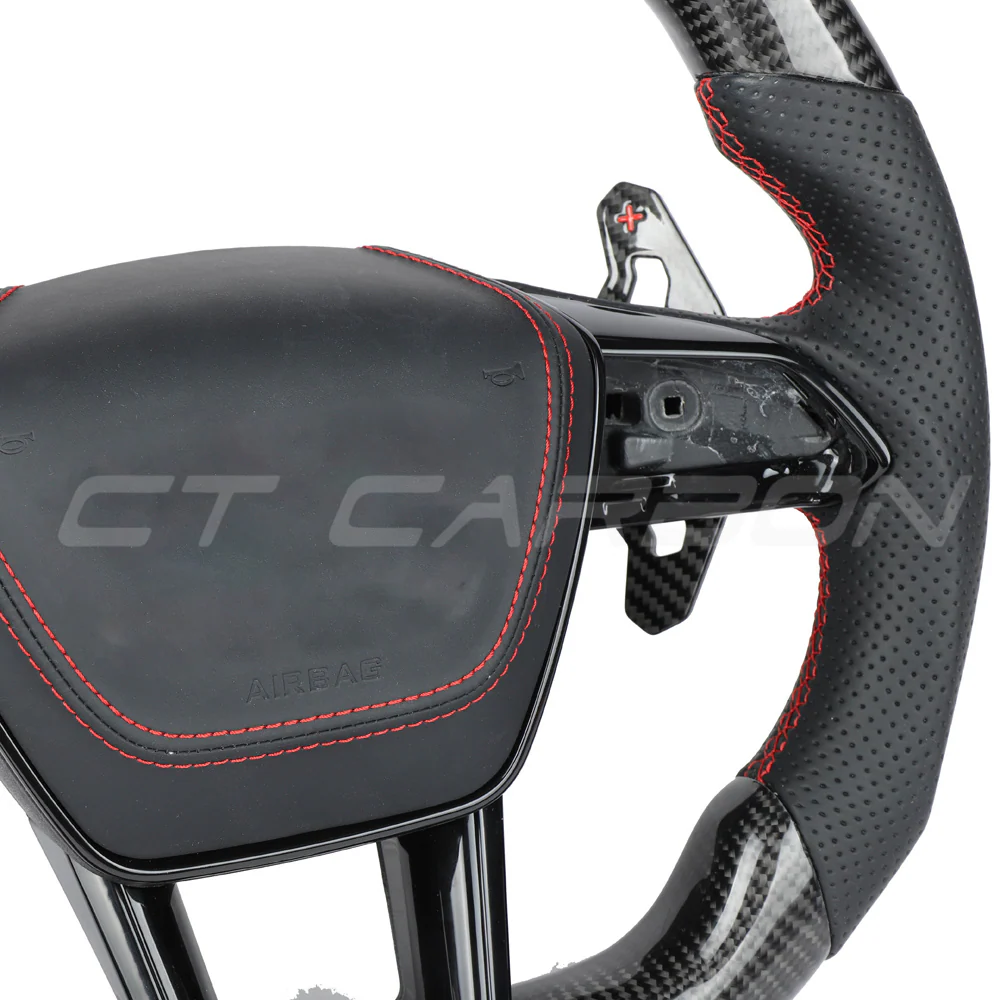 AUDI A6/S6/RS6 & A7/S7/RS7 C8 CARBON FIBRE / LEATHER LED FLAT BOTTOM CUSTOM STEERING WHEEL - Image 7