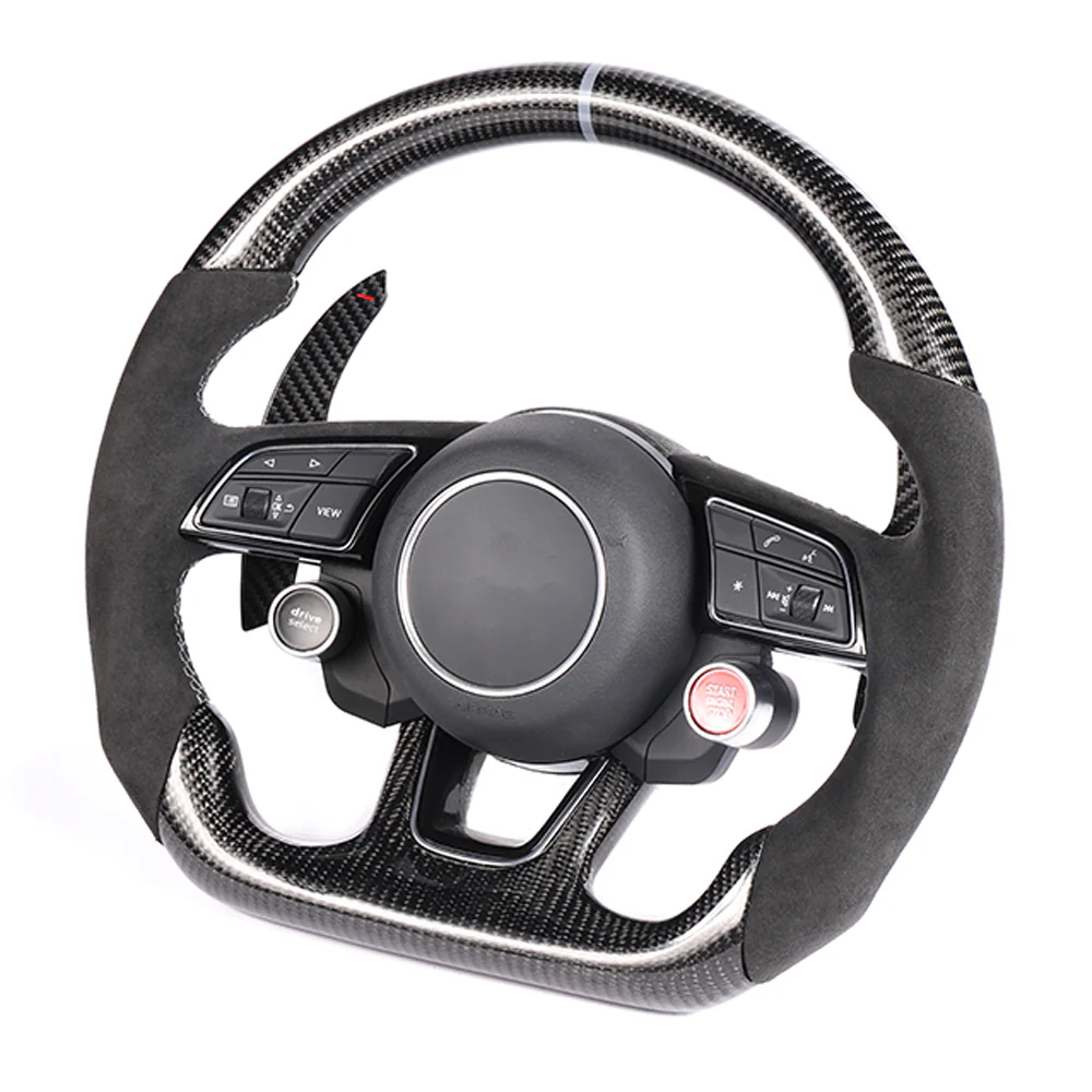 AUDI B9 & 8V 2016-2024 CARBON FIBRE / ALCANTARA FLAT BOTTOM CUSTOM STEERING WHEEL - Image 3