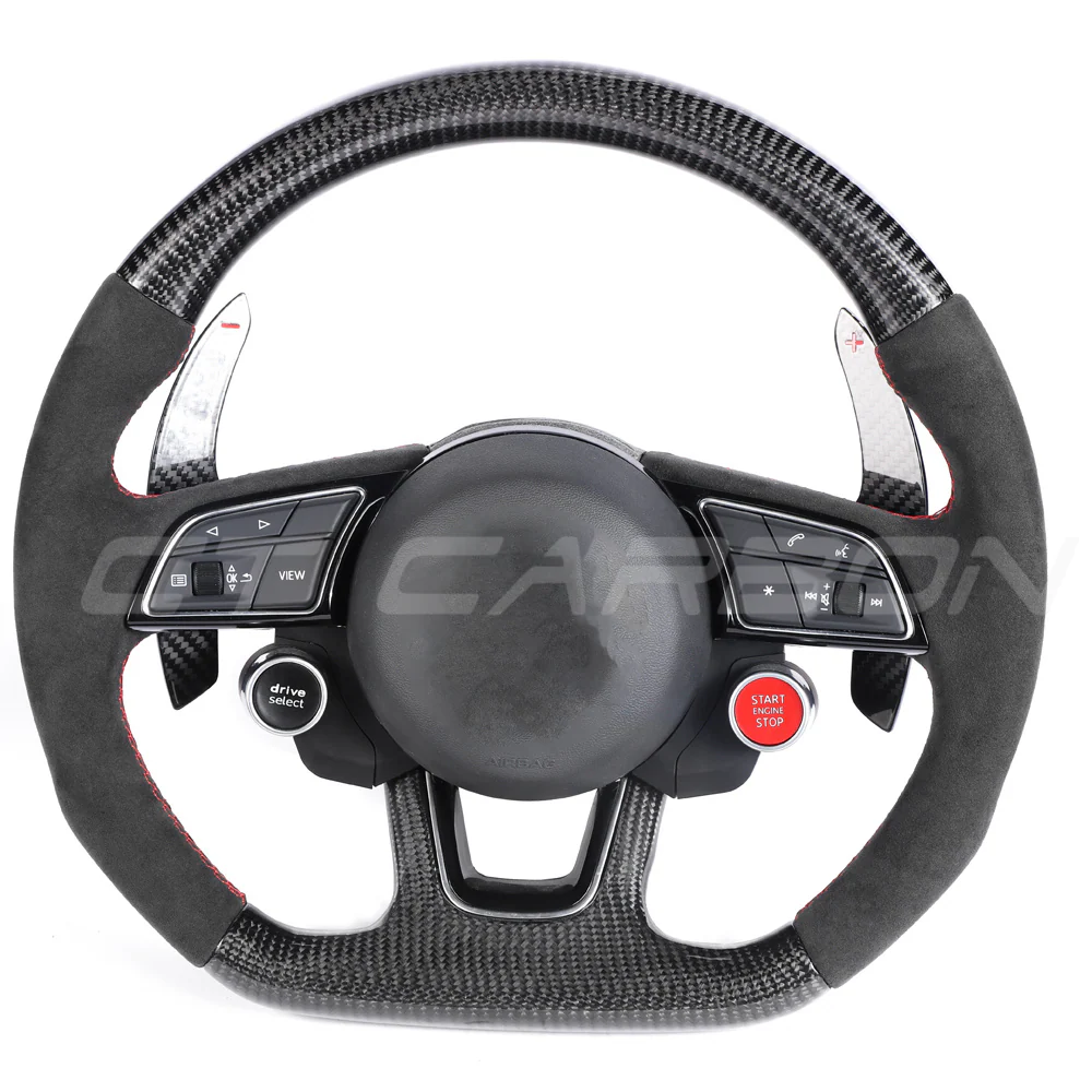 AUDI B9 CARBON FIBRE / ALCANTARA FLAT BOTTOM CUSTOM STEERING WHEEL - Image 2