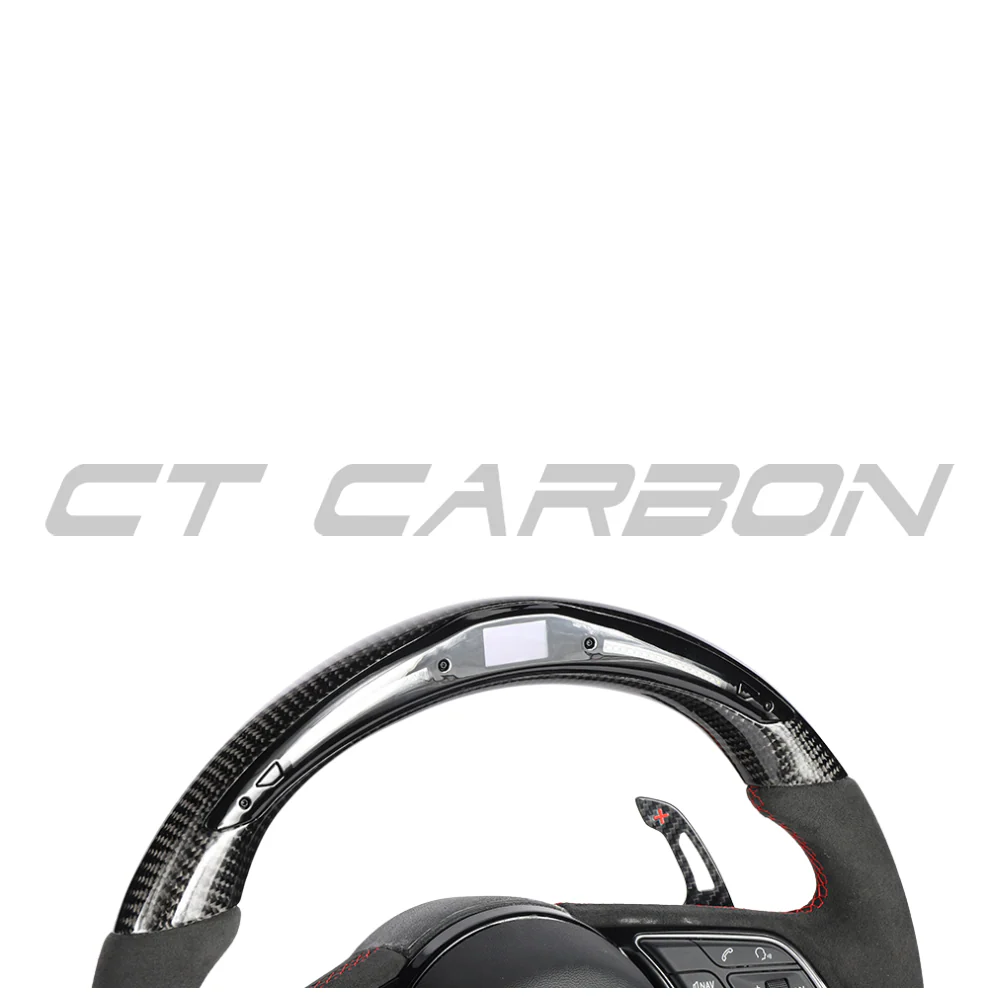 AUDI B9 & 8V 2016-2024 CARBON FIBRE / ALCANTARA LED FLAT BOTTOM CUSTOM STEERING WHEEL - Image 4