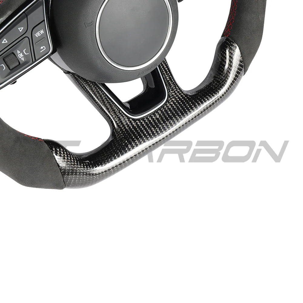AUDI B9 & 8V 2016-2024 CARBON FIBRE / ALCANTARA LED FLAT BOTTOM CUSTOM STEERING WHEEL - Image 5