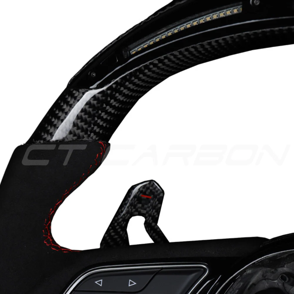 AUDI B9 CARBON FIBRE / ALCANTARA LED FLAT BOTTOM CUSTOM STEERING WHEEL - Image 6