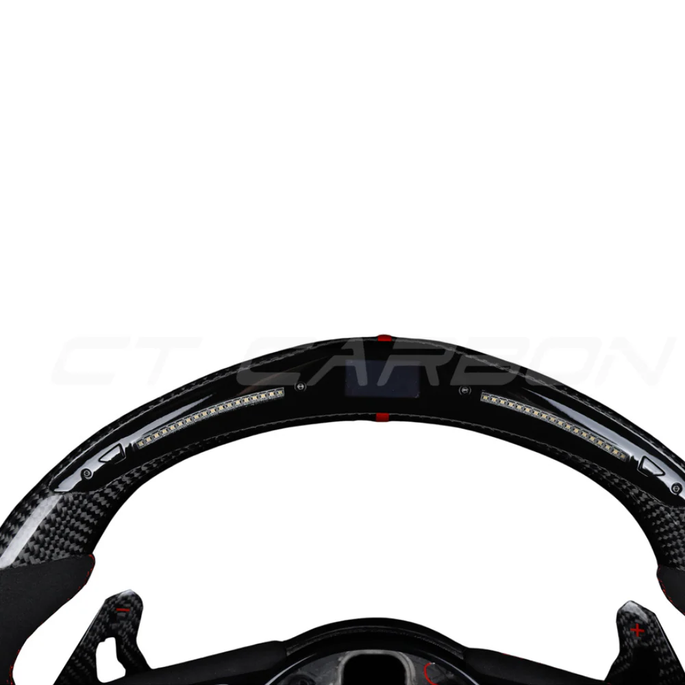 AUDI B9 CARBON FIBRE / ALCANTARA LED FLAT BOTTOM CUSTOM STEERING WHEEL - Image 8