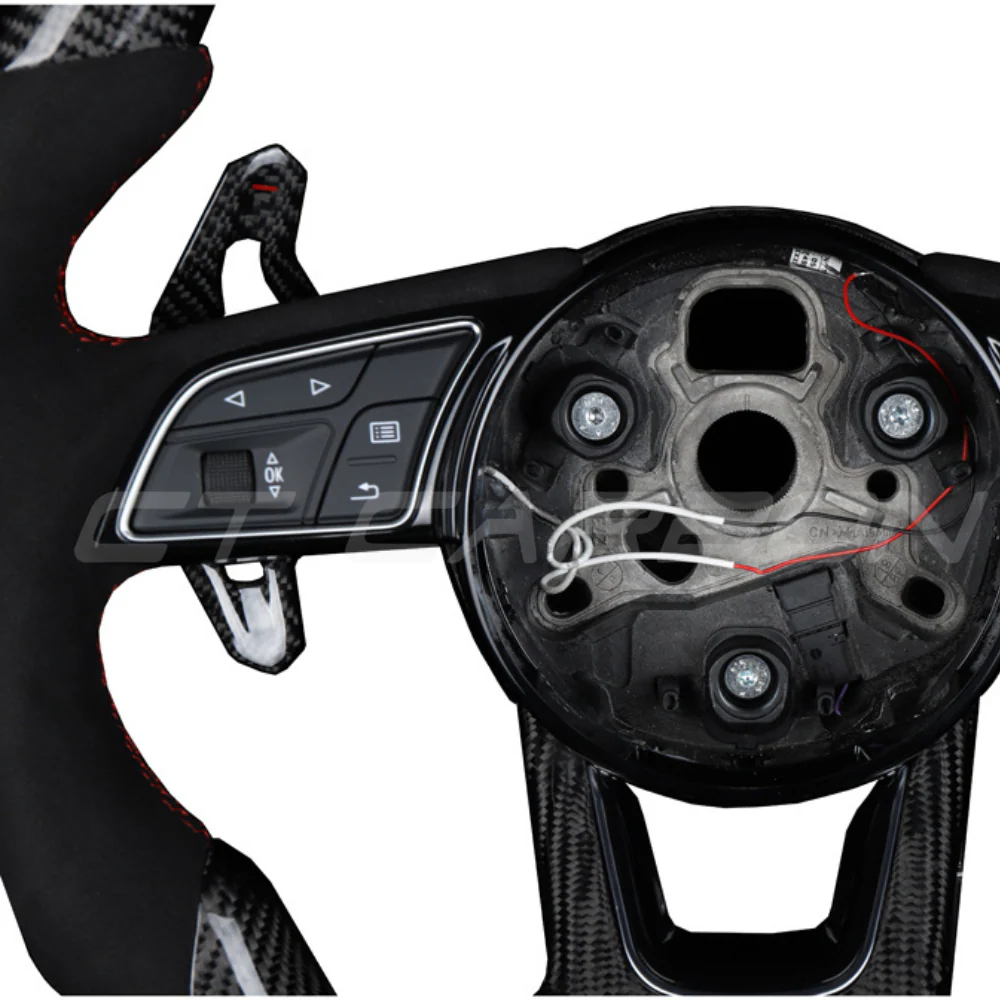 AUDI B9 CARBON FIBRE / ALCANTARA LED FLAT BOTTOM CUSTOM STEERING WHEEL - Image 9