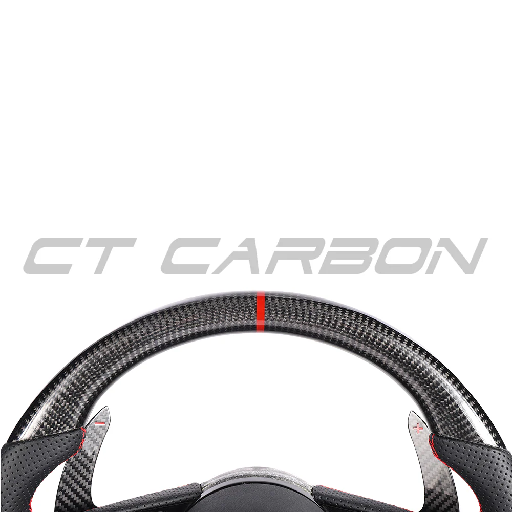 AUDI B9 & 8V 2016-2024 CARBON FIBRE / LEATHER FLAT BOTTOM CUSTOM STEERING WHEEL - Image 5