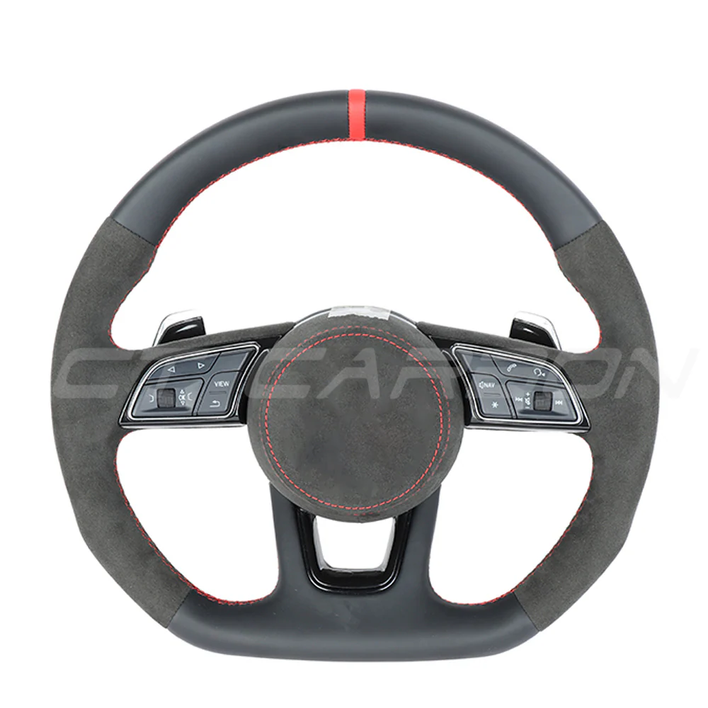 AUDI B9 LEATHER / ALCANTARA FLAT BOTTOM CUSTOM STEERING WHEEL - Image 2