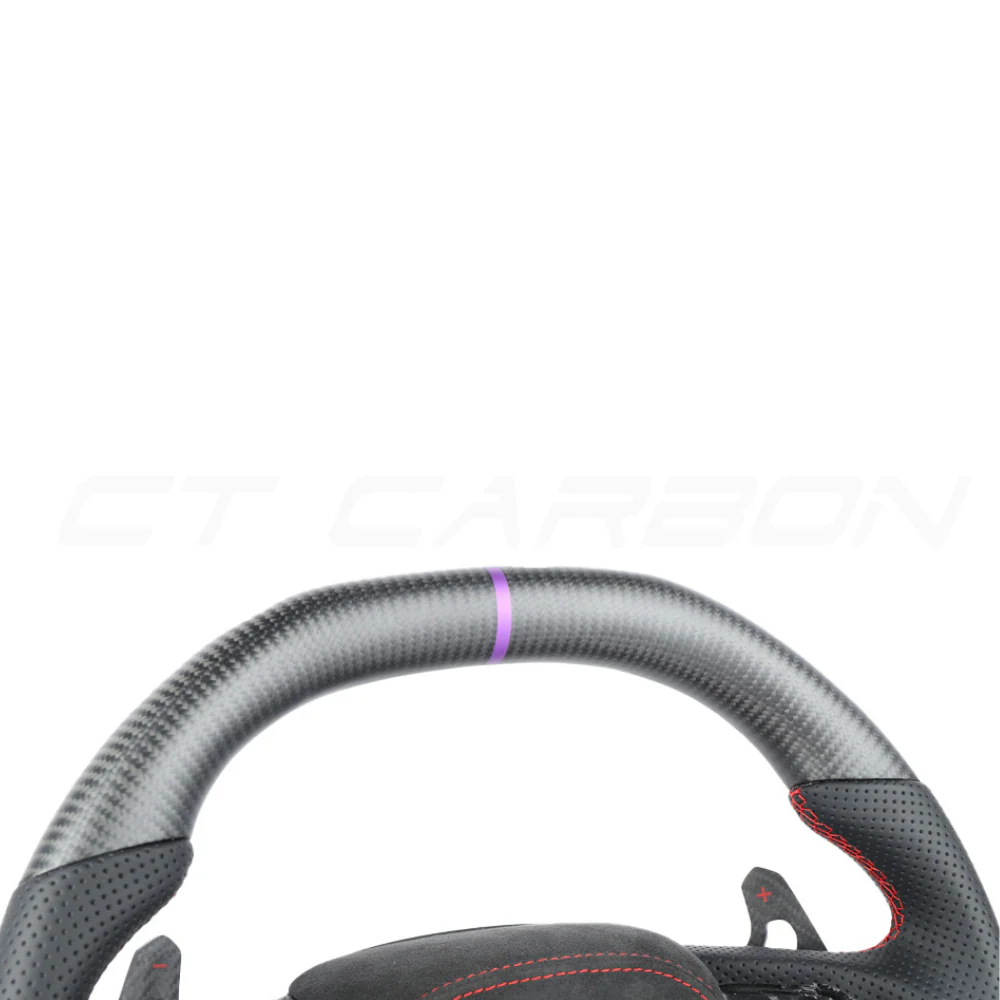 AUDI A6/S6/RS6 & A7/S7/RS7 C8 CARBON FIBRE / LEATHER FLAT TOP AND BOTTOM CUSTOM STEERING WHEEL - Image 3