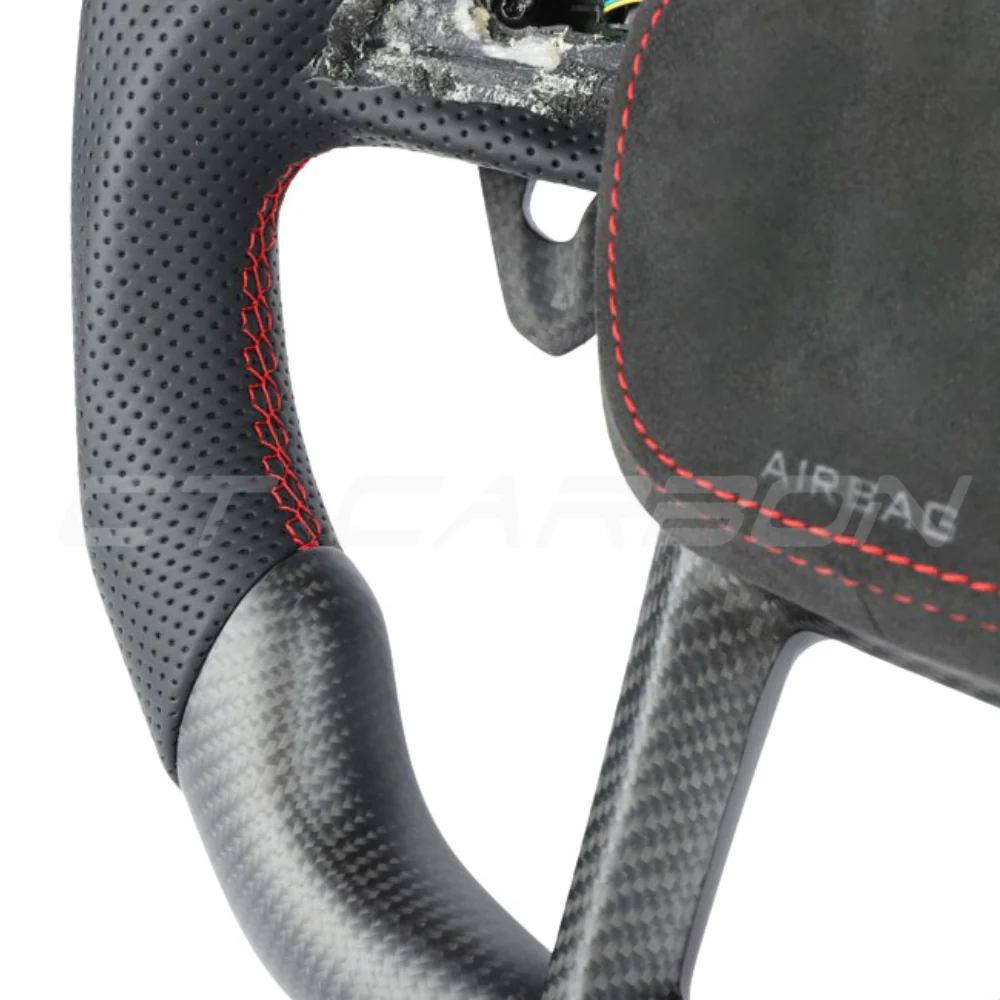 AUDI A6/S6/RS6 & A7/S7/RS7 C8 CARBON FIBRE / LEATHER FLAT TOP AND BOTTOM CUSTOM STEERING WHEEL - Image 6