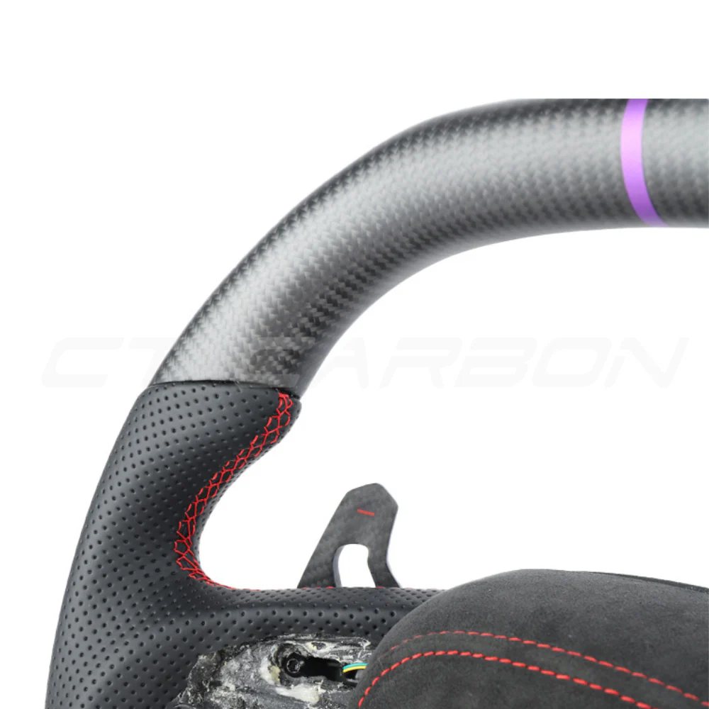 AUDI A6/S6/RS6 & A7/S7/RS7 C8 CARBON FIBRE / LEATHER FLAT TOP AND BOTTOM CUSTOM STEERING WHEEL - Image 7