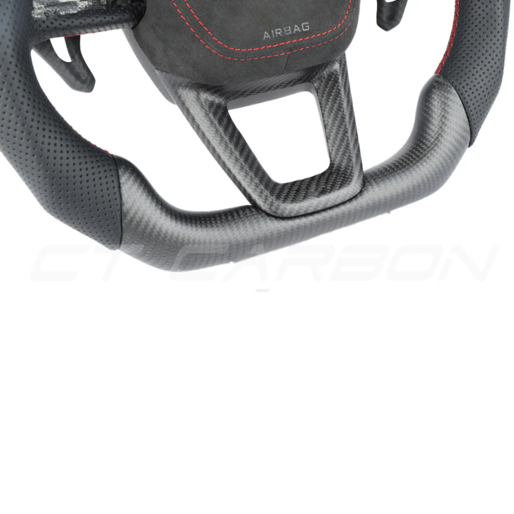 AUDI A6/S6/RS6 & A7/S7/RS7 C8 CARBON FIBRE / LEATHER FLAT TOP AND BOTTOM CUSTOM STEERING WHEEL - Image 8