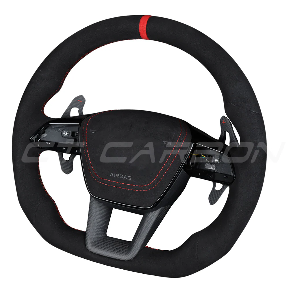 AUDI A6/S6/RS6 & A7/S7/RS7 C8 FULL ALCANTARA FLAT BOTTOM CUSTOM STEERING WHEEL - Image 8