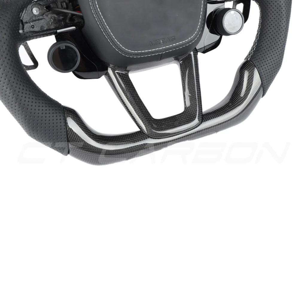 AUDI A6/S6/RS6 & A7/S7/RS7 C8 PERFORATED LEATHER / CARBON FIBRE FLAT BOTTOM CUSTOM STEERING WHEEL - Image 10
