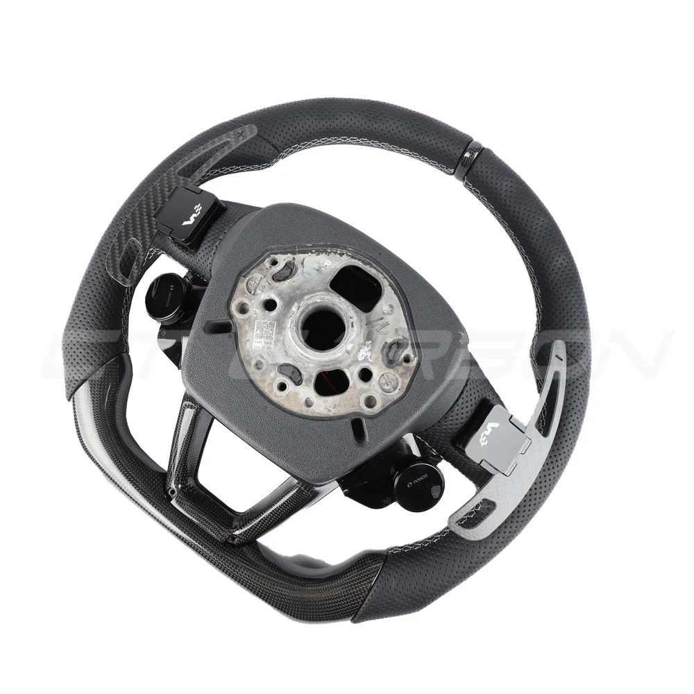 AUDI A6/S6/RS6 & A7/S7/RS7 C8 PERFORATED LEATHER / CARBON FIBRE FLAT BOTTOM CUSTOM STEERING WHEEL - Image 5
