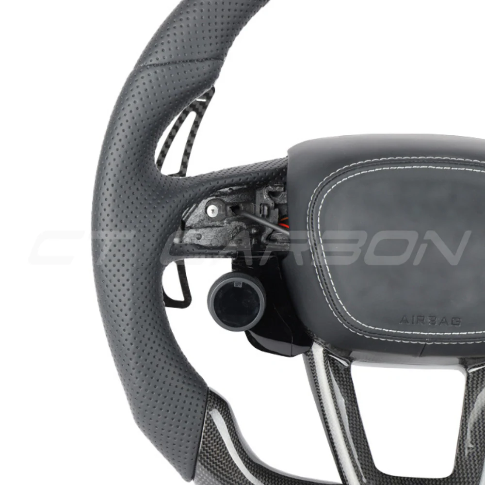 AUDI A6/S6/RS6 & A7/S7/RS7 C8 PERFORATED LEATHER / CARBON FIBRE FLAT BOTTOM CUSTOM STEERING WHEEL - Image 6