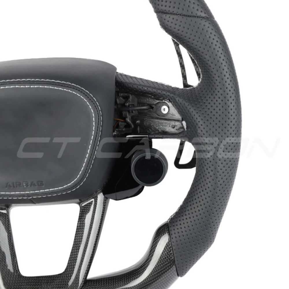 AUDI A6/S6/RS6 & A7/S7/RS7 C8 PERFORATED LEATHER / CARBON FIBRE FLAT BOTTOM CUSTOM STEERING WHEEL - Image 7