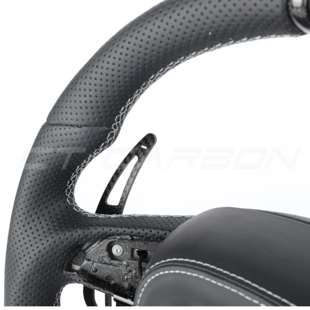 AUDI A6/S6/RS6 & A7/S7/RS7 C8 PERFORATED LEATHER / CARBON FIBRE FLAT BOTTOM CUSTOM STEERING WHEEL - Image 8