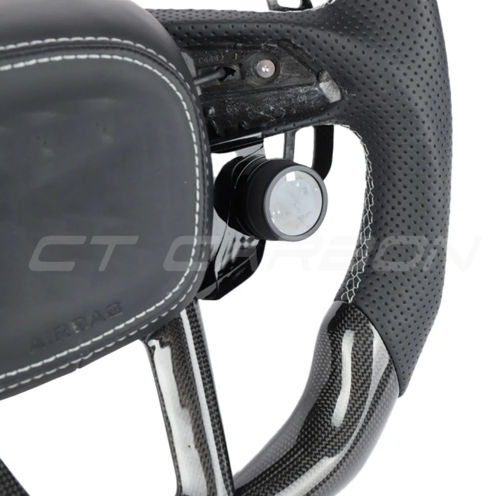 AUDI A6/S6/RS6 & A7/S7/RS7 C8 PERFORATED LEATHER / CARBON FIBRE FLAT BOTTOM CUSTOM STEERING WHEEL - Image 9
