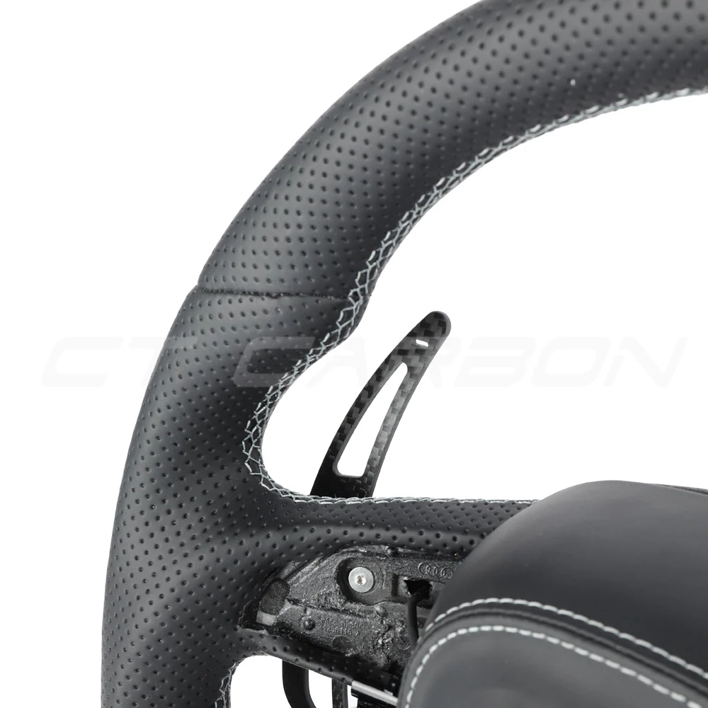 AUDI RSQ8 LEATHER / CARBON FIBRE WITH SWITCHES FLAT BOTTOM CUSTOM STEERING WHEEL - Image 7