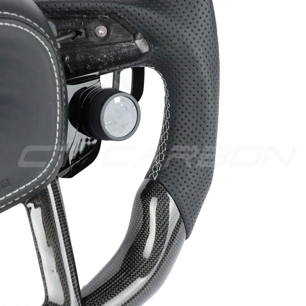 AUDI RSQ8 LEATHER / CARBON FIBRE WITH SWITCHES FLAT BOTTOM CUSTOM STEERING WHEEL - Image 9