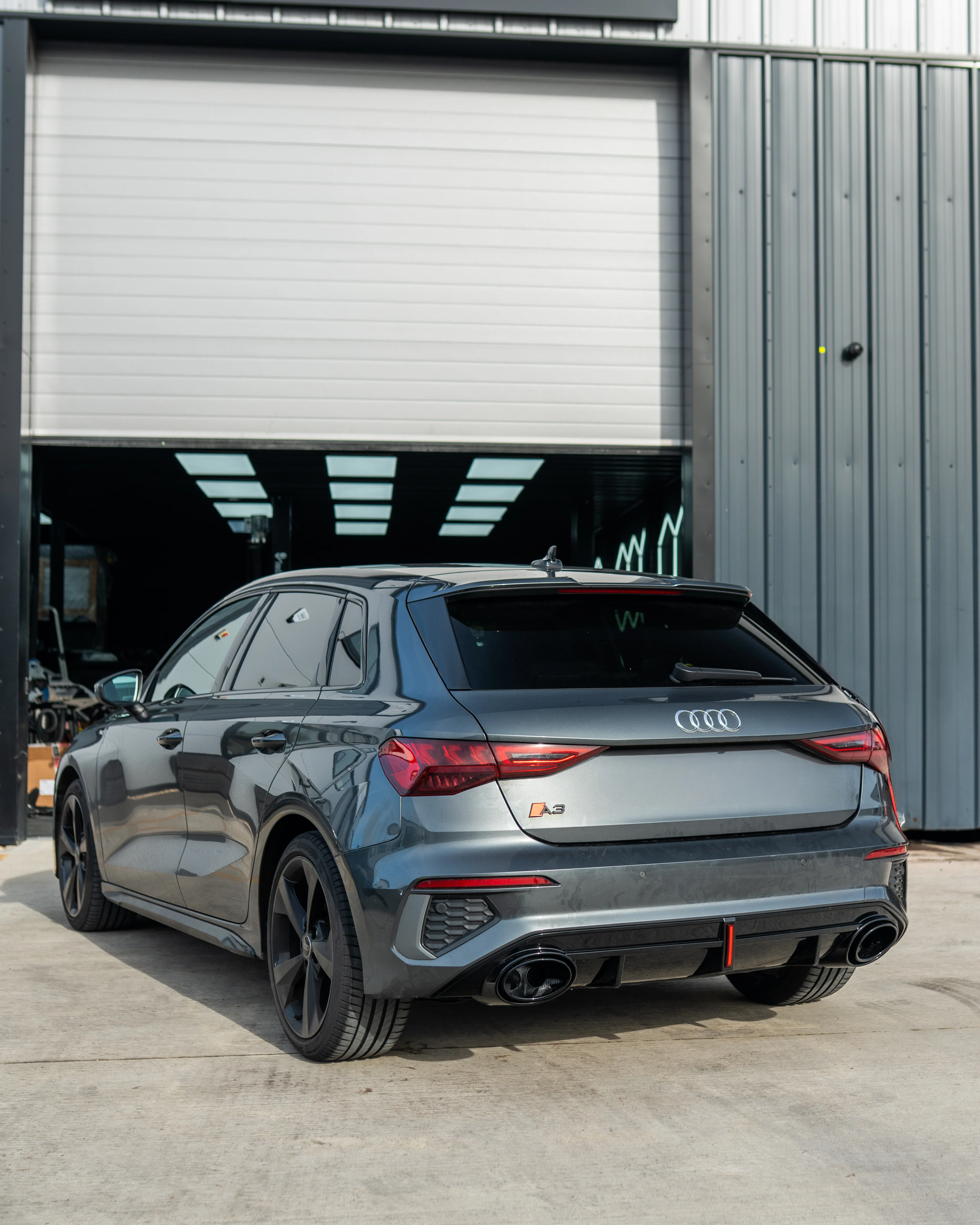 AUDI S3/A3 8Y S-LINE GLOSS BLACK DIFFUSER WITH TIPS & LED LIGHT - Image 5