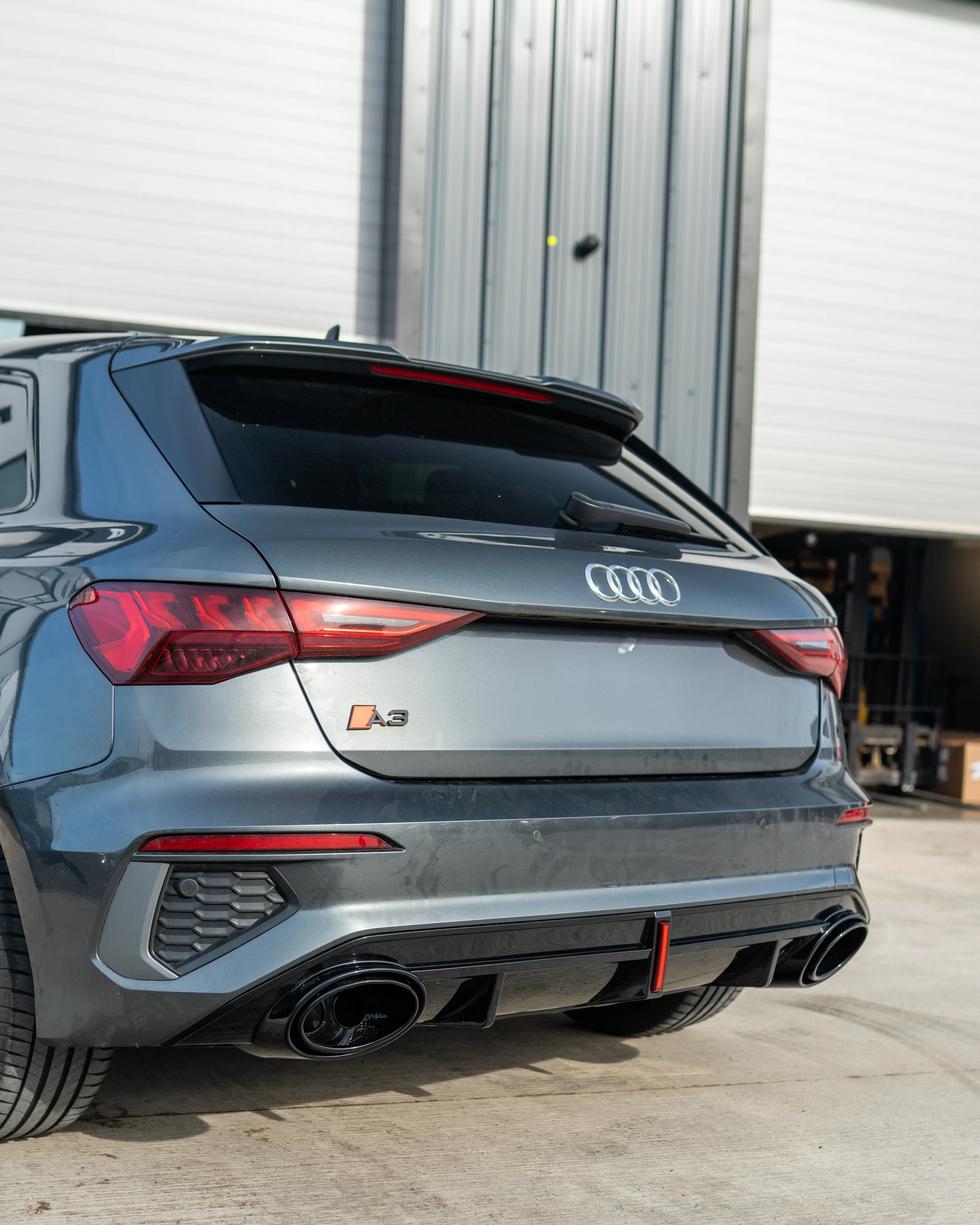 AUDI S3/A3 8Y S-LINE GLOSS BLACK DIFFUSER WITH TIPS & LED LIGHT - Image 6