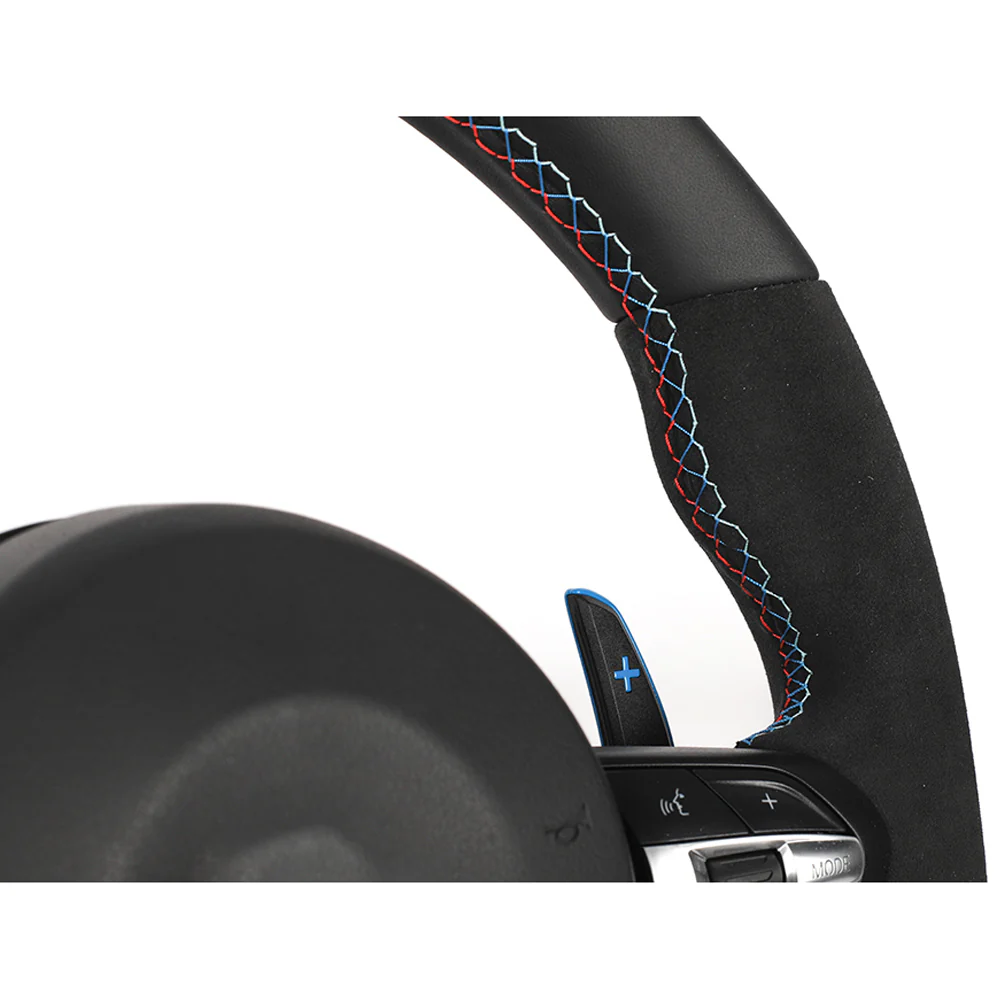 BMW FXX LEATHER / ALCANTARA / FLAT BOTTOM CUSTOM STEERING WHEEL - Image 13