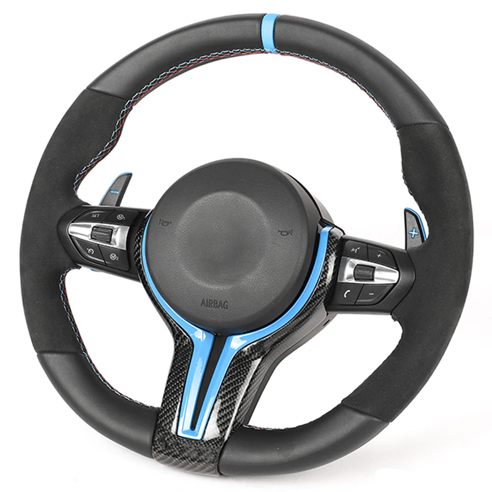 BMW FXX LEATHER / ALCANTARA / FLAT BOTTOM CUSTOM STEERING WHEEL - Image 3