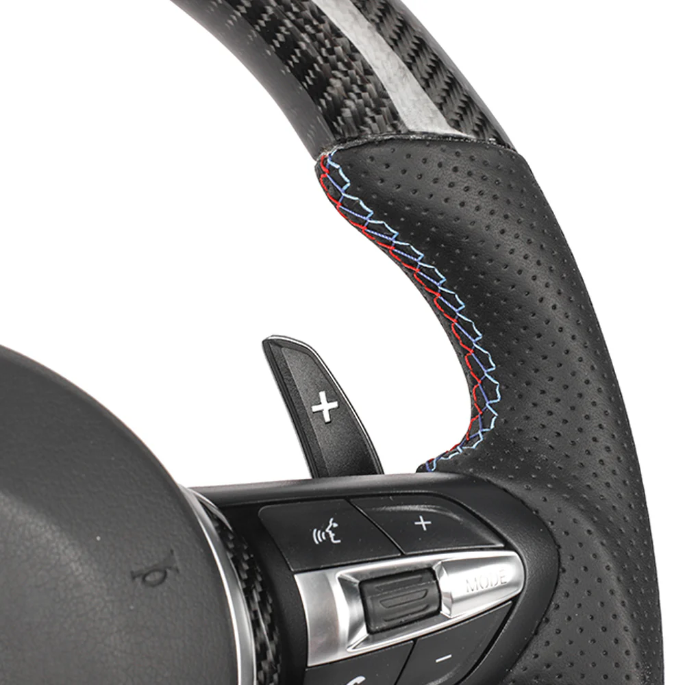 BMW FXX CARBON FIBRE / LEATHER FLAT BOTTOM CUSTOM STEERING WHEEL - Image 6