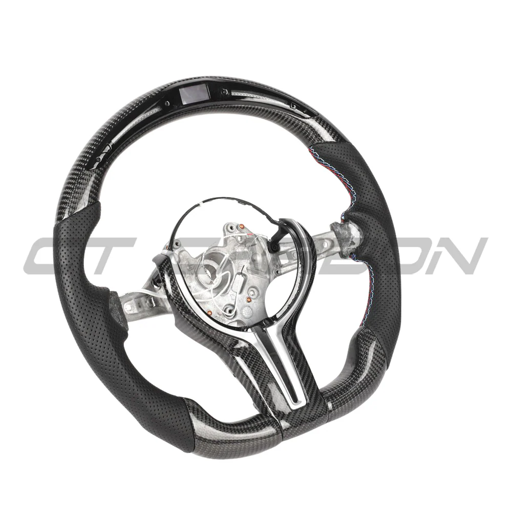 BMW FXX CARBON FIBRE / LEATHER / LED FLAT BOTTOM CUSTOM STEERING WHEEL - Image 9