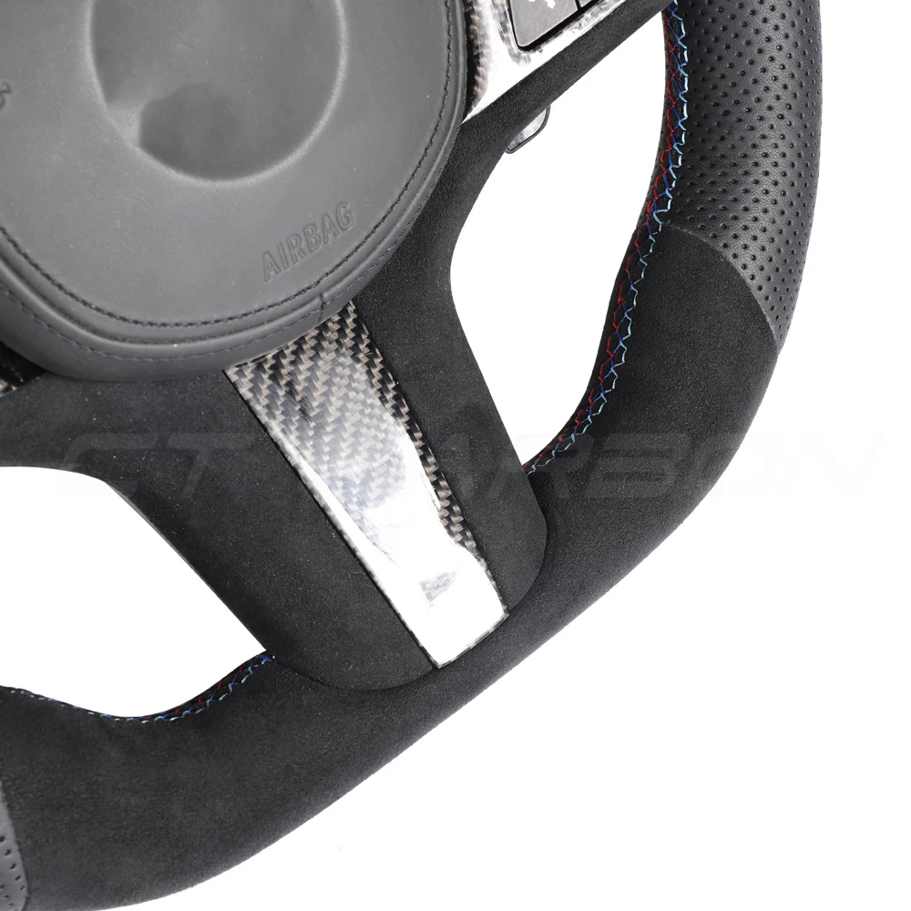 BMW G8X LEATHER / ALCANTARA FLAT BOTTOM CUSTOM STEERING WHEEL - Image 4