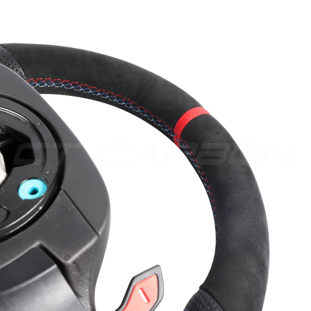 BMW G8X LEATHER / ALCANTARA FLAT BOTTOM CUSTOM STEERING WHEEL - Image 6