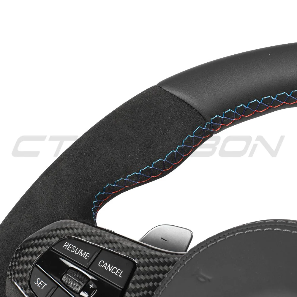 BMW Gxx ALCANTARA/LEATHER FLAT BOTTOM CUSTOM STEERING WHEEL - Image 2