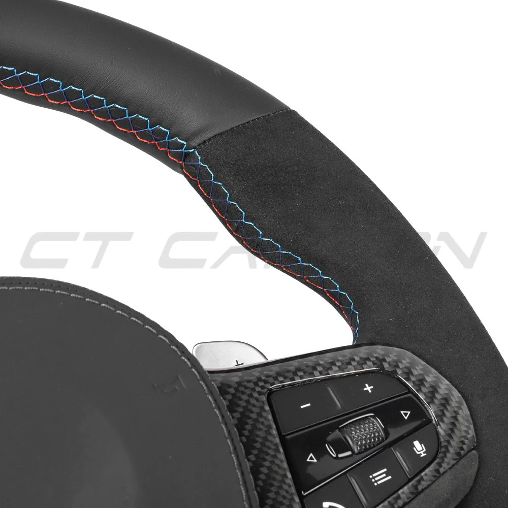 BMW Gxx ALCANTARA/LEATHER FLAT BOTTOM CUSTOM STEERING WHEEL - Image 3