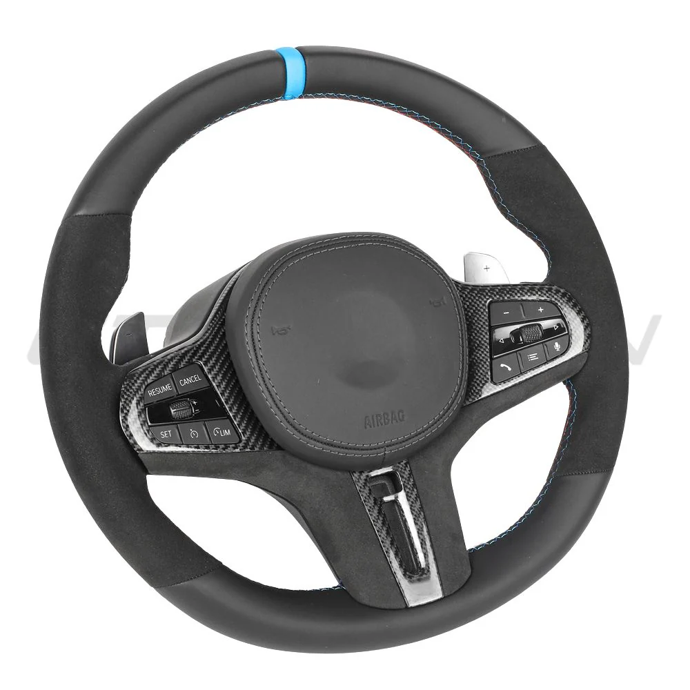 BMW Gxx ALCANTARA/LEATHER FLAT BOTTOM CUSTOM STEERING WHEEL - Image 5