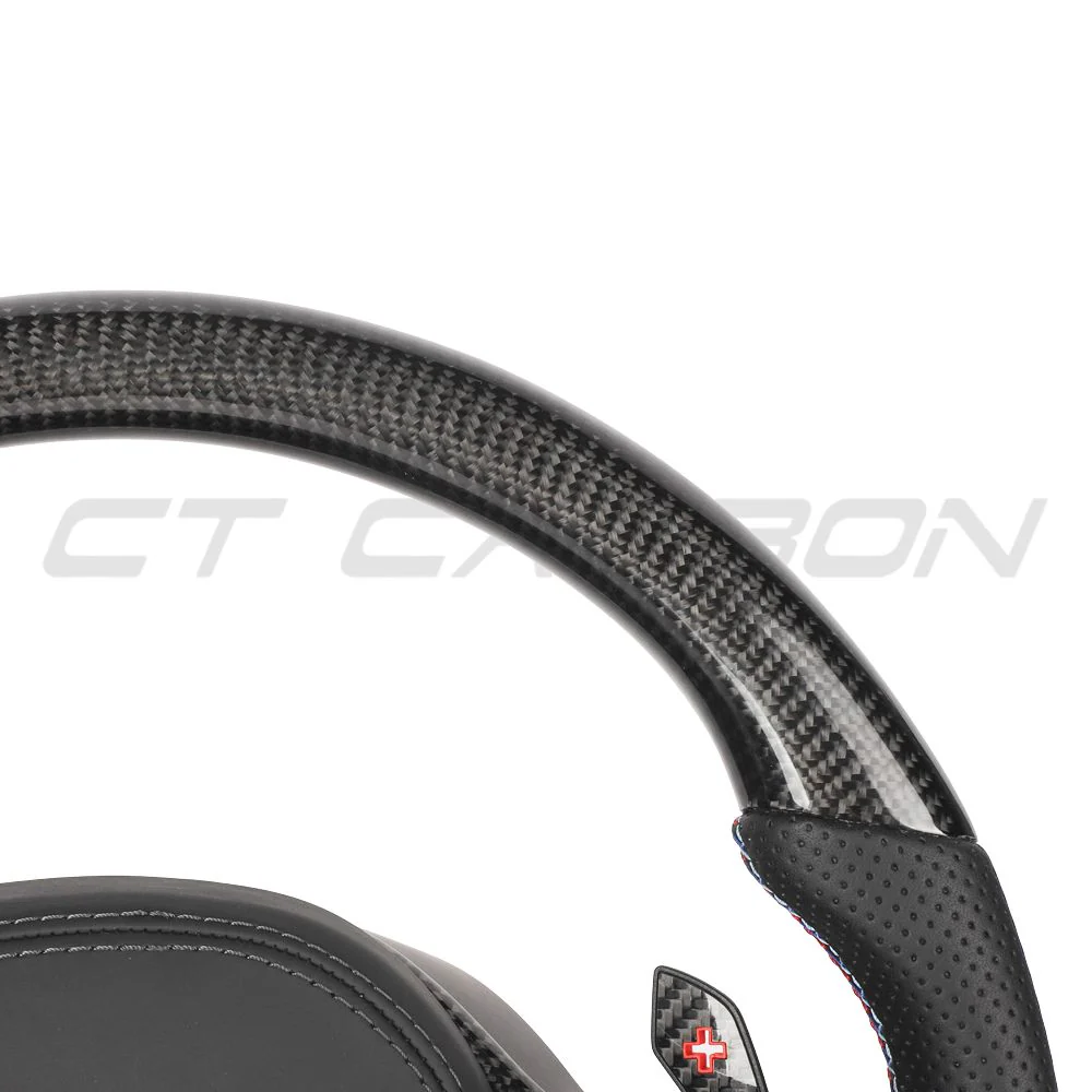 BMW Gxx CARBON FIBRE / LEATHER / FLAT BOTTOM CUSTOM STEERING WHEEL - Image 2
