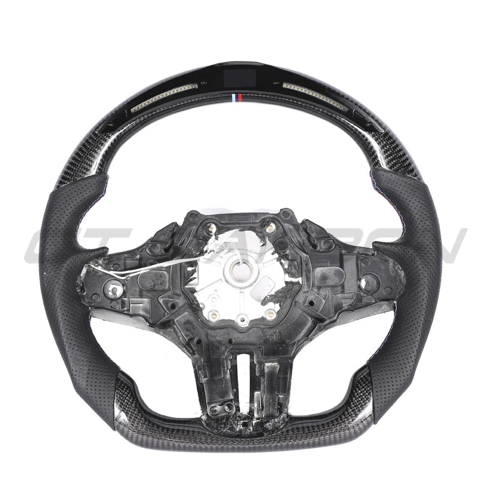 BMW GXX CARBON FIBRE / LEATHER / LED FLAT BOTTOM CUSTOM STEERING WHEEL - Image 2
