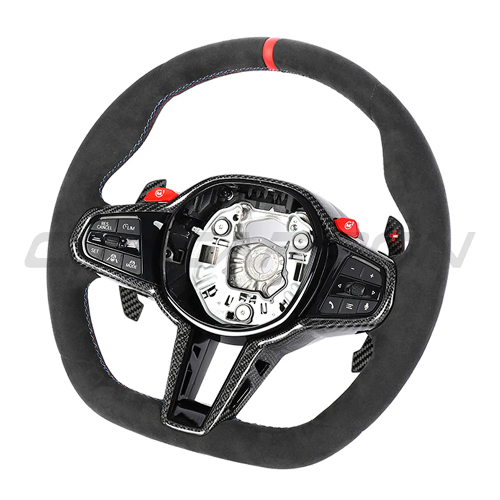 BMW GXX LCI ALCANTARA FLAT BOTTOM CUSTOM STEERING WHEEL - Image 9