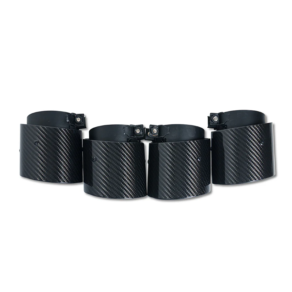 BMW M2, M3, M4 G87/G80/G81/G82/G83 CARBON EXHAUST TIPS - BLACK SLASH CUT (SET OF 4) - Image 4