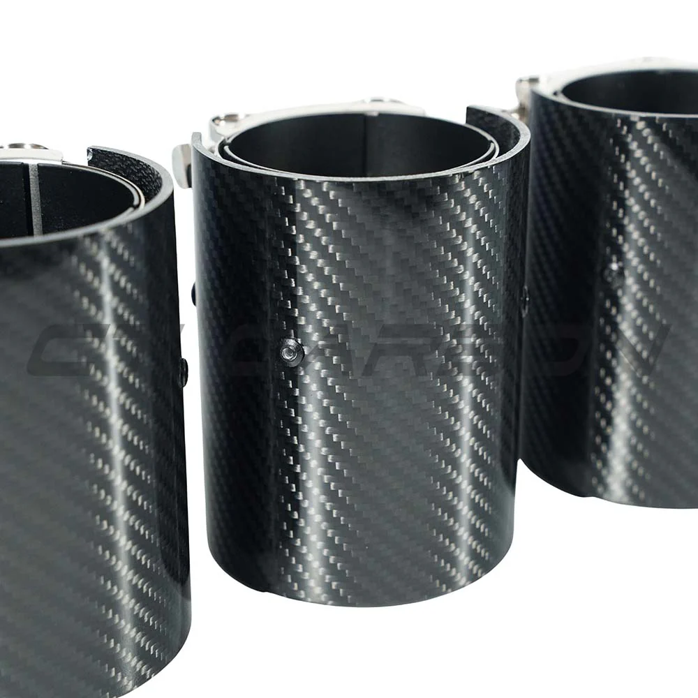 BMW M2/M3/M4/M5 F10/F80/F82/F83/F87 CARBON FIBRE EXHAUST TIPS - BLACK x4 - Image 2