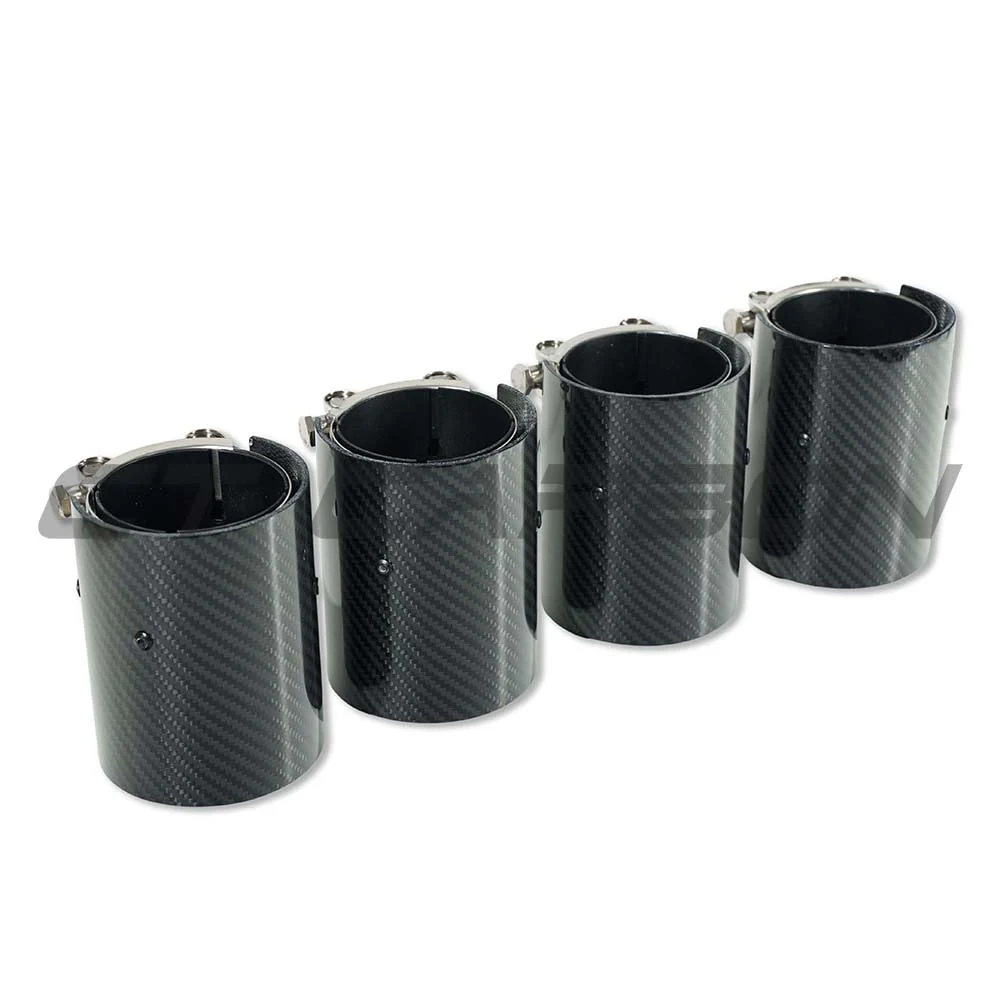 BMW M2/M3/M4/M5 F10/F80/F82/F83/F87 CARBON FIBRE EXHAUST TIPS - BLACK x4 - Image 4