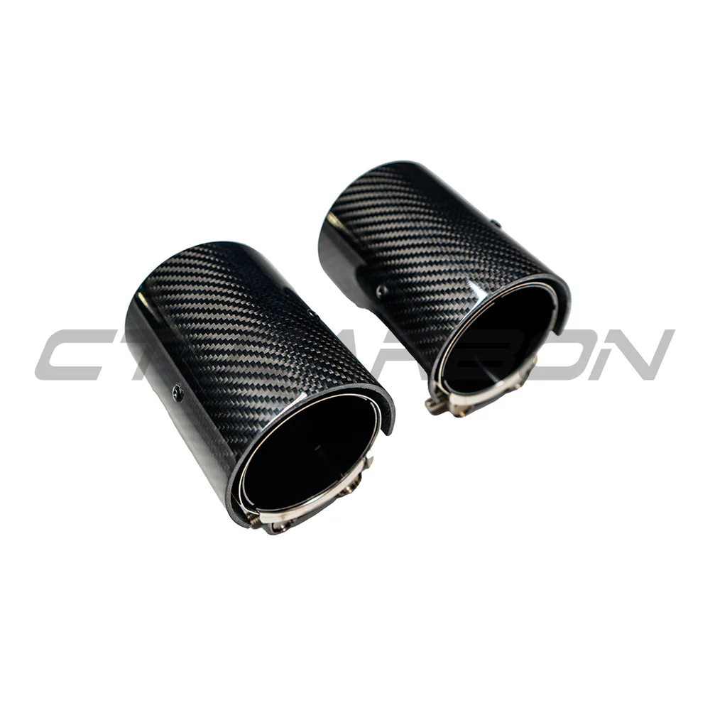 BMW M2/M3/M4/M5 F10/F80/F82/F83/F87 CARBON FIBRE EXHAUST TIPS - BLACK x4 - Image 5