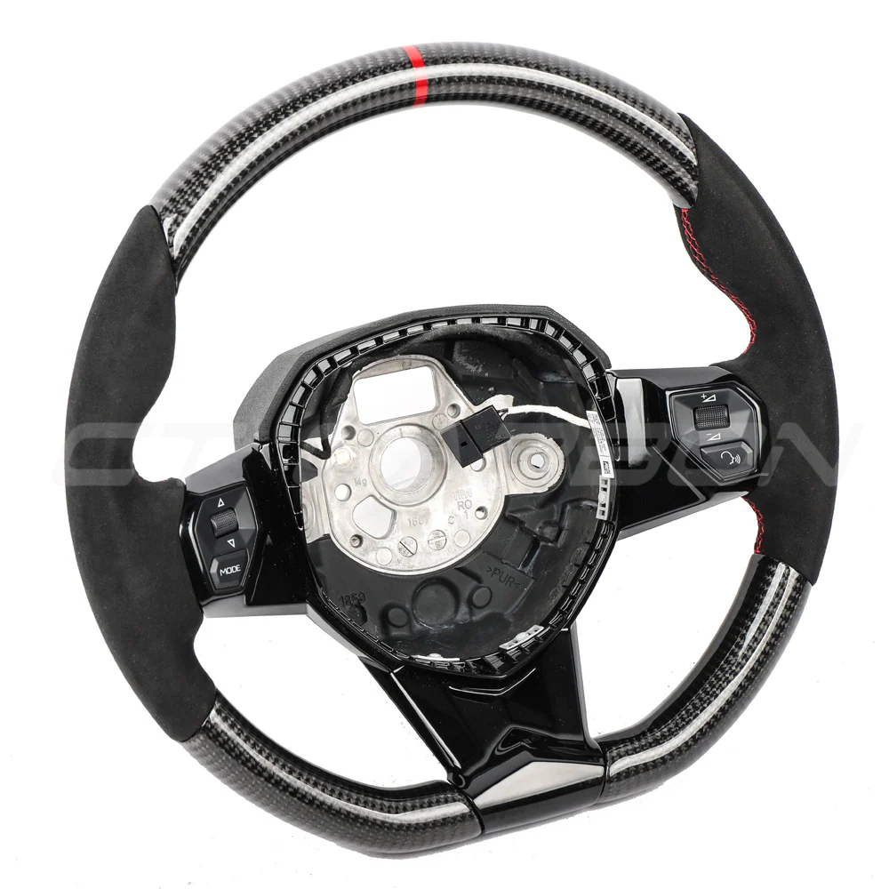 LAMBORGHINI AVENTADOR CARBON FIBRE / ALCANTARA FLAT BOTTOM CUSTOM STEERING WHEEL - Image 2