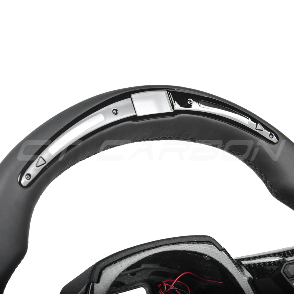 LAMBORGHINI HURACAN LEATHER / CARBON FIBRE LED FLAT BOTTOM CUSTOM STEERING WHEEL - Image 3
