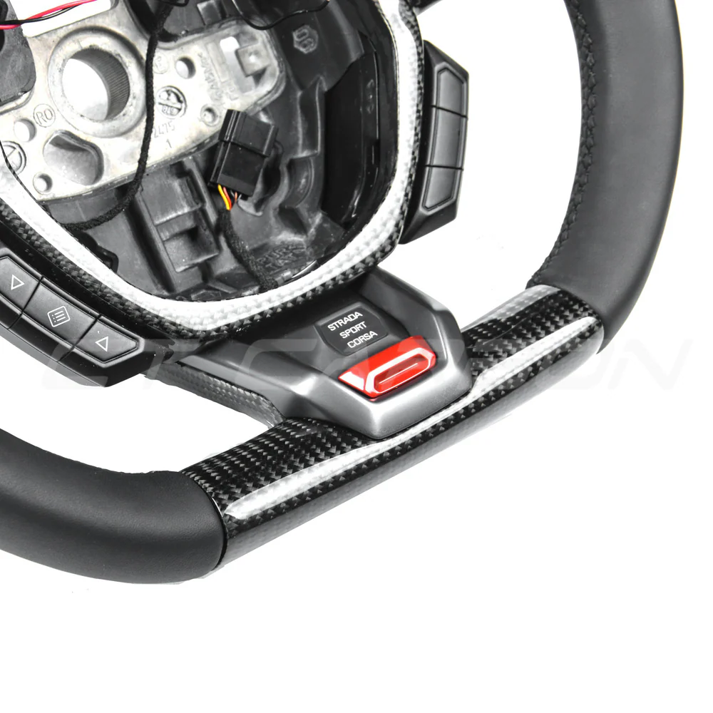 LAMBORGHINI HURACAN LEATHER / CARBON FIBRE LED FLAT BOTTOM CUSTOM STEERING WHEEL - Image 5