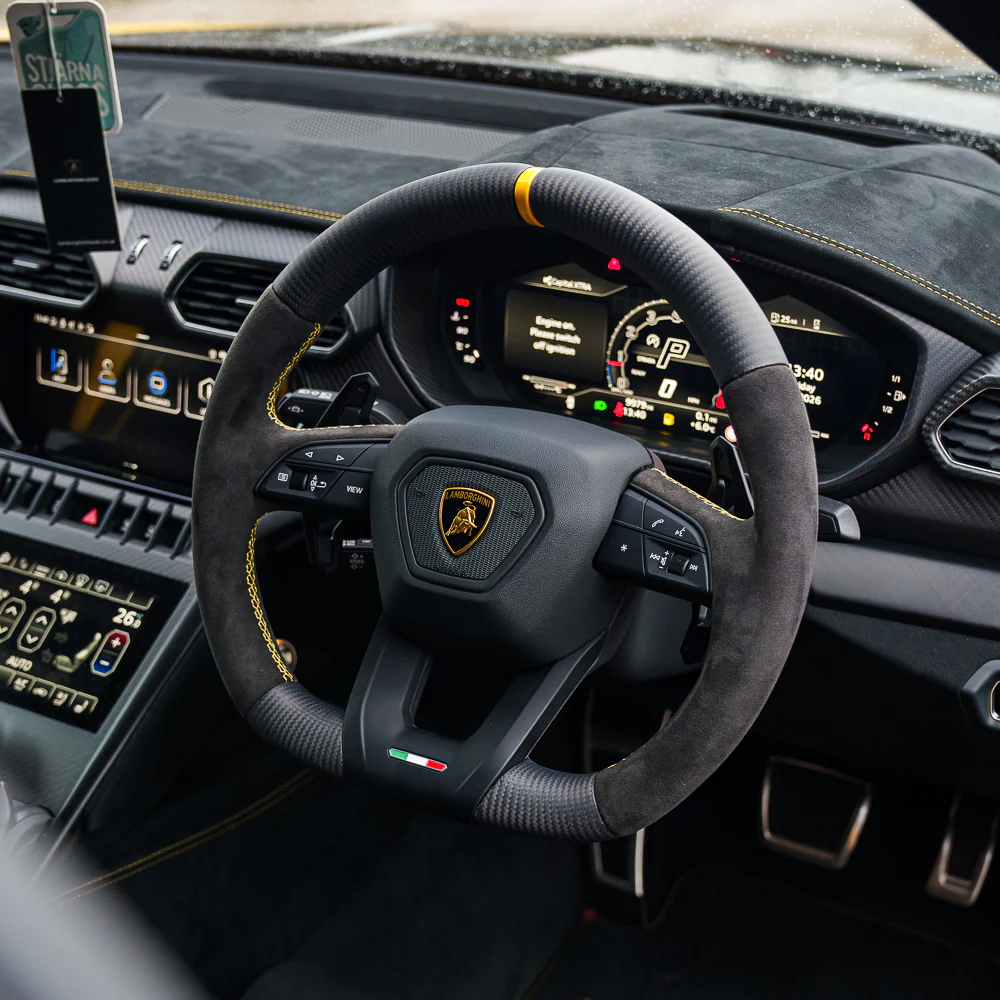 LAMBORGHINI URUS CARBON FIBRE / ALCANTARA FLAT BOTTOM CUSTOM STEERING WHEEL - Image 3